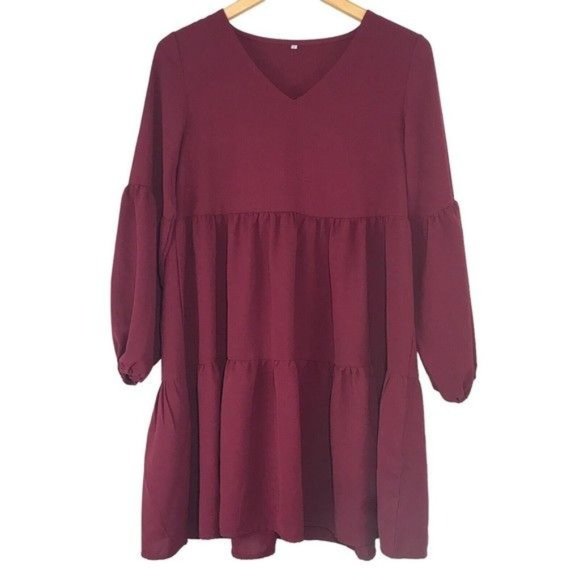 Tiered Balloon Sleeve A-Line Dress Size Small - Picture 1 of 6